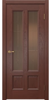 Межкомнатная дверь Actus 5.4 шпон красное дерево, матовое бронзовое стекло с гравировкой — 1090