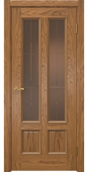 Межкомнатная дверь Actus 5.4 шпон дуб шервуд, матовое бронзовое стекло с гравировкой — 1087