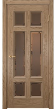 Межкомнатная дверь Actus 5.6 шпон дуб светлый, матовое бронзовое стекло с фацетом — 1105