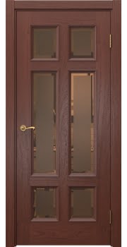 Межкомнатная дверь Actus 5.6 шпон красное дерево, матовое бронзовое стекло с фацетом — 1111