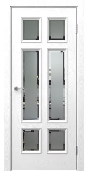 Межкомнатная дверь Actus 5.6 шпон ясень белый, матовое стекло с фацетом — 1117