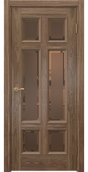 Межкомнатная дверь Actus 5.6 шпон американский орех, матовое бронзовое стекло с фацетом — 1114