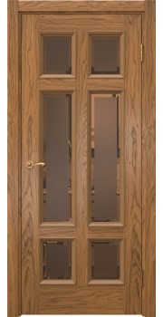 Межкомнатная дверь Actus 5.6 шпон дуб шервуд, матовое бронзовое стекло с фацетом — 1108