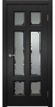 Межкомнатная дверь Actus 5.6 шпон ясень черный, матовое стекло с фацетом — 1121