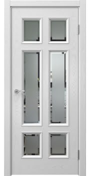 Межкомнатная дверь Actus 5.6 шпон ясень серый, матовое стекло с фацетом — 1119