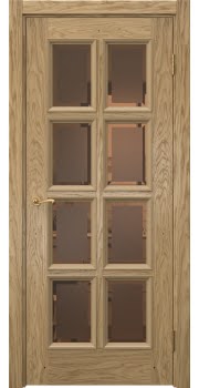 Межкомнатная дверь Actus 5.8 натуральный шпон дуба, матовое бронзовое стекло с фацетом — 1124