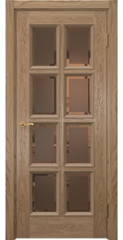Межкомнатная дверь Actus 5.8 шпон дуб светлый, матовое бронзовое стекло с фацетом — 1126