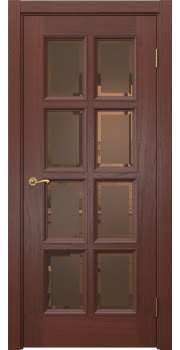 Межкомнатная дверь Actus 5.8 шпон красное дерево, матовое бронзовое стекло с фацетом — 1130