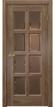 Межкомнатная дверь Actus 5.8 шпон американский орех, матовое бронзовое стекло с фацетом — 1132