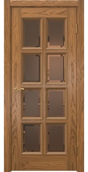 Межкомнатная дверь Actus 5.8 шпон дуб шервуд, матовое бронзовое стекло с фацетом — 1128