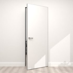 Скрытая дверь Invi 1.0 экошпон белый, алюминиевая кромка с 4 сторон — 4013