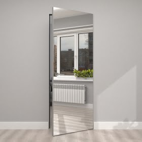 Скрытая дверь Invi 1.0 с зеркалом / под покраску, кромка алюминиевая с 4 сторон — 4008