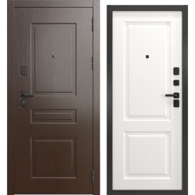 Входная дверь  Н-150/32 люкс (горький шоколад / шагрень белая)