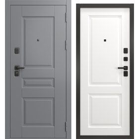Входная дверь для дома  Н-150/32 люкс (шагрень графит / шагрень белая)