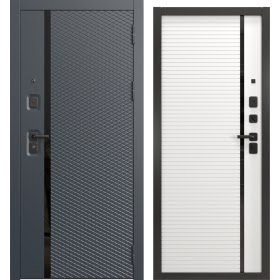 Входная дверь с терморазрывом  Н-158/173 люкс (шагрень черная / шагрень белая)