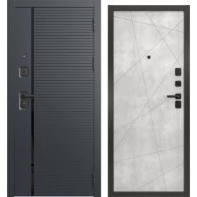Утепленная входная дверь  Н-173/127 люкс (шагрень черная / бетон светлый)