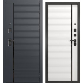 Стальная дверь Н-173/173 люкс (шагрень черная / шагрень белая)