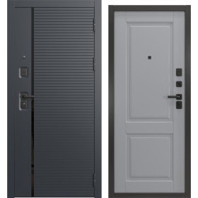 Входная дверь для дачи, Н-173/32 люкс (шагрень черная / шагрень серая)