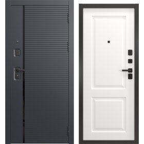 Утепленная входная дверь  Н-173/32 люкс (шагрень черная / шагрень белая)