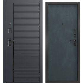 Входная дверь  Н-173/Гладкая люкс (шагрень черная / бетон графит)