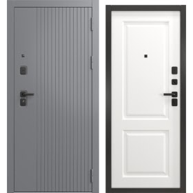 Входная дверь для дома  Н-176/32 люкс (шагрень графит / шагрень белая)