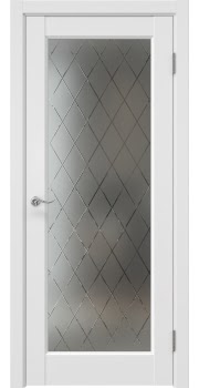 Межкомнатная дверь Tabula 1.1 эмалит серый, матовое стекло с гравировкой ромб — 454
