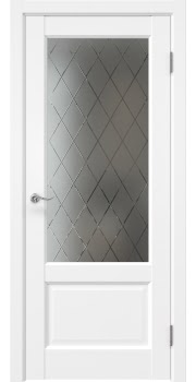 Межкомнатная дверь, Tabula 1.2 (эмалит белый, остекленная)
