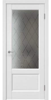 Межкомнатная дверь Tabula 1.2 эмалит серый, матовое стекло с гравировкой ромб — 460