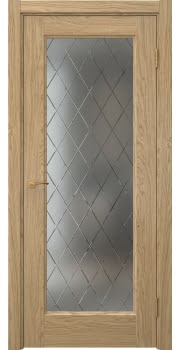 Межкомнатная дверь Vetus 1.1 натуральный шпон дуба, матовое стекло с гравировкой — 80