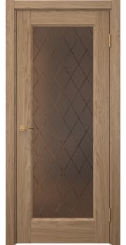 Межкомнатная дверь Vetus 1.1 шпон дуб светлый, сатинат бронзовый с гравировкой — 84