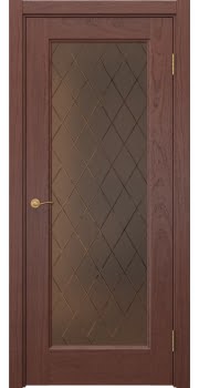 Межкомнатная дверь Vetus 1.1 шпон красное дерево, сатинат бронзовый с гравировкой — 90