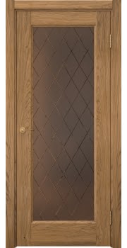 Межкомнатная дверь Vetus 1.1 шпон дуб шервуд, сатинат бронзовый с гравировкой — 87