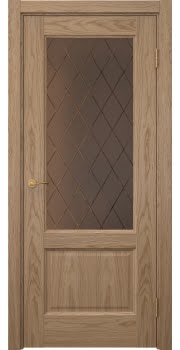 Межкомнатная дверь Vetus 1.2 шпон дуб светлый, сатинат бронзовый с гравировкой — 0105