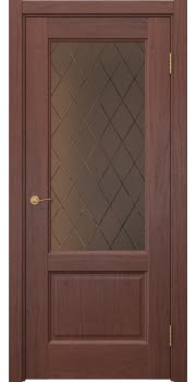 Межкомнатная дверь Vetus 1.2 шпон красное дерево, сатинат бронзовый с гравировкой — 111