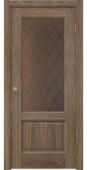 Межкомнатная дверь Vetus 1.2 шпон американский орех, сатинат бронзовый с гравировкой — 0114