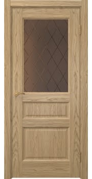 Межкомнатная дверь Vetus 1.3 натуральный шпон дуба, сатинат бронзовый с гравировкой — 123