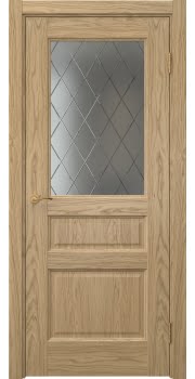 Межкомнатная дверь Vetus 1.3 натуральный шпон дуба, матовое стекло с гравировкой — 122