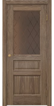 Межкомнатная дверь Vetus 1.3 шпон американский орех, сатинат бронзовый с гравировкой — 135