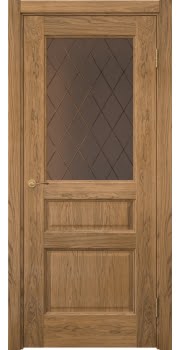 Межкомнатная дверь Vetus 1.3 шпон дуб шервуд, сатинат бронзовый с гравировкой — 129