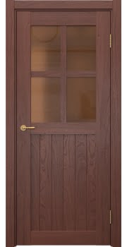 Межкомнатная дверь Vetus Loft 10.2 шпон красное дерево, матовое бронзовое стекло — 0147