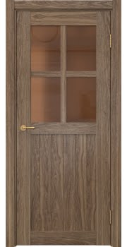 Межкомнатная дверь Vetus Loft 10.2 шпон американский орех, матовое бронзовое стекло — 0149