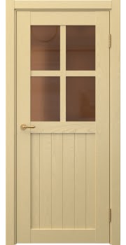 Межкомнатная дверь Vetus Loft 10.2 эмаль RAL 1001 по шпону ясеня, матовое бронзовое стекло — 0151