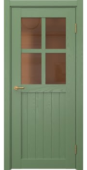 Межкомнатная дверь Vetus Loft 10.2 эмаль RAL 6011 по шпону ясеня, матовое бронзовое стекло — 0156