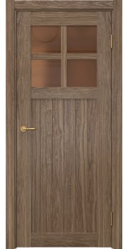 Межкомнатная дверь Vetus Loft 11.2 шпон американский орех, матовое бронзовое стекло — 179