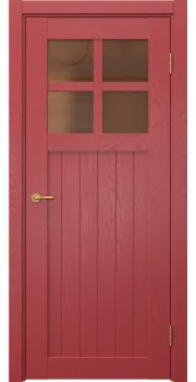 Межкомнатная дверь Vetus Loft 11.2 эмаль RAL 3001 по шпону ясеня, матовое бронзовое стекло — 0183