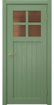 Межкомнатная дверь Vetus Loft 11.2 эмаль RAL 6011 по шпону ясеня, матовое бронзовое стекло — 0186