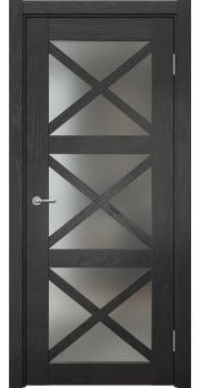 Межкомнатная дверь Vetus Loft 12.3 шпон ясень черный, матовое стекло — 0345