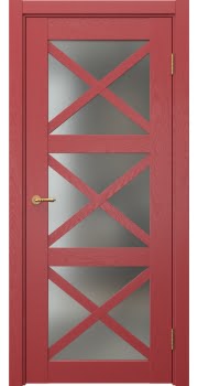 Межкомнатная дверь Vetus Loft 12.3 эмаль RAL 3001 по шпону ясеня, матовое стекло — 0339