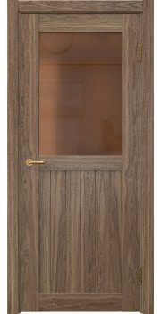 Межкомнатная дверь Vetus Loft 13.2 шпон американский орех, матовое бронзовое стекло — 214