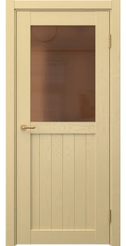 Межкомнатная дверь Vetus Loft 13.2 эмаль RAL 1001 по шпону ясеня, матовое бронзовое стекло — 217